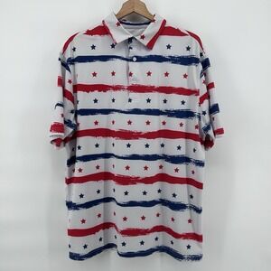 Royal & Awesome Golf Polo‎ Mens XL USA Flag Red White Blue Patriotic Americana